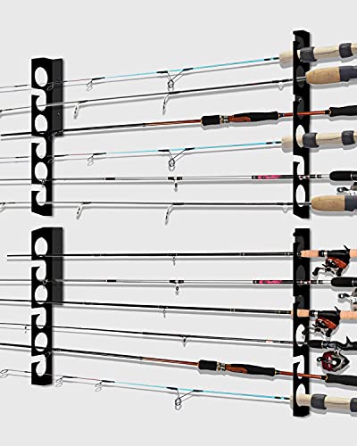 WIPHANY Fishing Rod Racks Wall or Ceiling Fishing Rod/Pole Rack Holder  Storage Hook Holds up to 12 Fishing Rods Wall Mounted for Garage Cabin and  Basement
