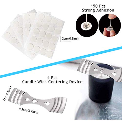 Candle Wicks 100 Pcs 6 inch with 30Pcs Candle Wick Stickers and 10 Pcs  Wooden Candle Wick Centering Device for Soy Beeswax Candle Making and  Candle