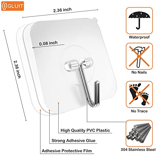  Adhesive Hooks, 32 Pack 33lb(Max) Sticky Hooks, Transparent  Reusable Removable Adhesive Hooks for Hanging, Wall Hooks for Hanging Can  be Use for Kitchen Bathroom Shower Outdoor Home Improvement : Home 