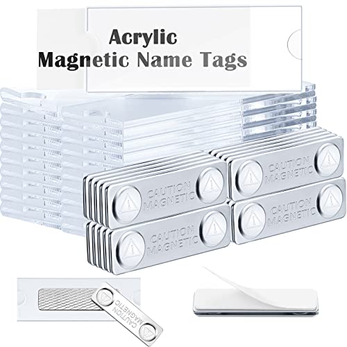 50 Pack Name Tag Blanks with Pin 1 x 3 Inch Plastic Name ID Badge Holders  with Clips Nametags Labels Printable Name Tags with Round Corners for DIY