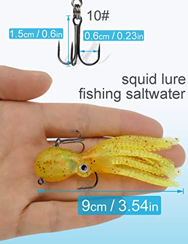 Octopus Swimbait Soft Fishing Lure with Skirt Tail, Lingcod Rockfish Jigs  for Saltwater Ocean Fishing, 5Pcs/Pack