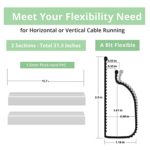 Cable Management Under Desk with Adhesive Stripe Built-in, Easy