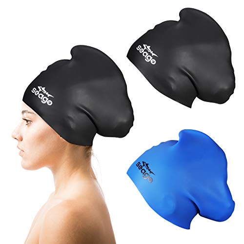 Whale Extra Large Swim Cap for Women Men, Durable Silicone Swimming Hat with Ear Protection, unisex Adults Bath Swimming Caps for Long Thick Curly