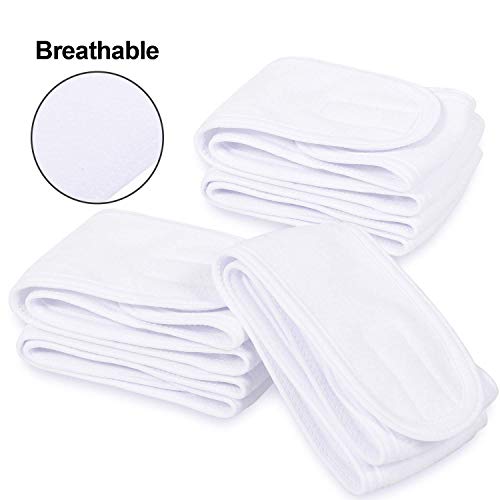 Spa Facial Headband Whaline Head Wrap Terry Cloth Headband 4 counts Stretch  Towel with Magic Tape for Bath, Makeup and Sport (White)