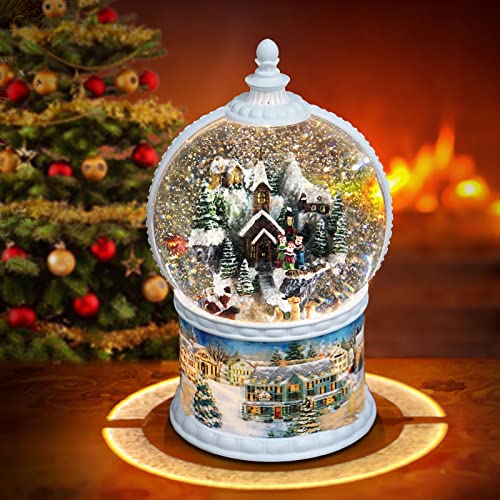  Christmas Snow Globe Lantern Musical,6H Timer Cylinder Glitter  Snow Globe,Bronze Snow Globes Christmas with Music Box Including 8  Songs,Lantern with Xmas Tree Snowman Decor : Home & Kitchen