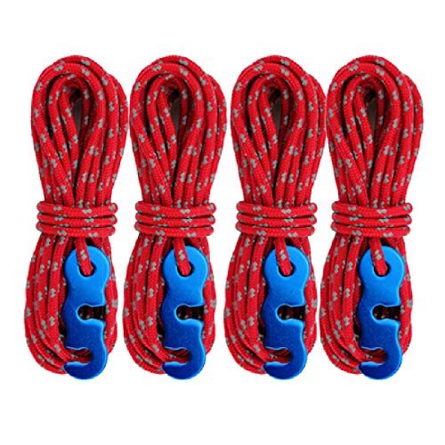 TRIWONDER Reflective Guyline, Tent Cord Nylon Paracord Rope with Guyline  Adjuster for Camping Tent, Outdoor Packaging (Red)