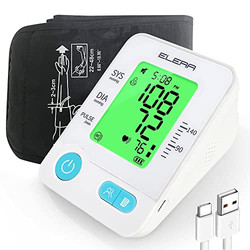 Sejoy Upper Arm Blood Pressure Monitor,BP Machine with Extra Large Cuff  Backlit Screen Display for Home Use, Accurate Automatic Digital Irregular  Heartbeat Detector,2x60 Memories, Gift,Voice 