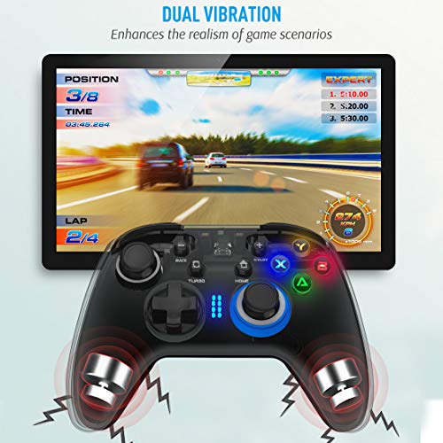 EasySMX Wireless PC Controller, Dual-Vibration Joystick Gamepad Computer  Gaming Controller for PC Windows 7/8/10/11/12, Steam, PS3, Switch and