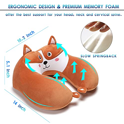 Memory Foam Animal Travel Pillow, Comfortable Neck Pillow with