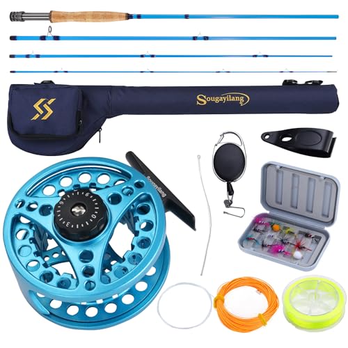 Sougayilang Fishing Rod and Reel Combo, Stainless Steel Guides Fishing Pole  with Spinning Reel Combo for Saltwater and Freshwater-Turquoise-5.9ft 