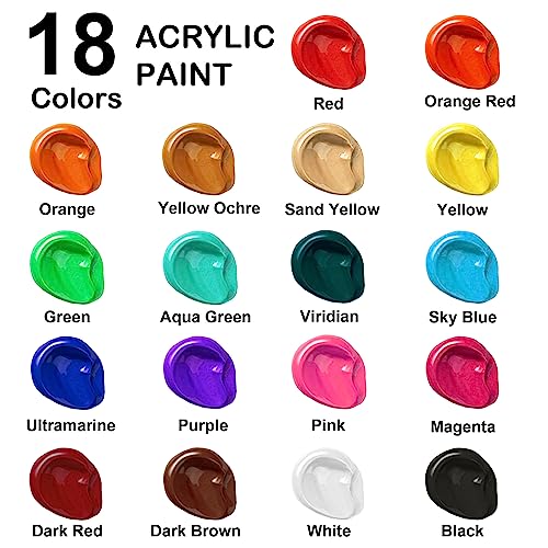 Shuttle Art 40 Pack Pastel Acrylic Paint Set, 30 Colors, 60ml/2oz Bottles, High Viscosity, Water-proof Paint with 10 Paint Brushes for Painting