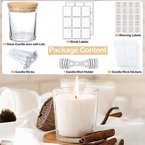  MILIVIXAY 606 Pieces Candle Making Supplies,300 Pieces Cotton  Wicks, 300 Pieces Candle Wick Stickers and 6PCS Wooden Candle Wick Holders  - Wicks Coated with Wax, Cotton Wicks Kits for Candle Making.