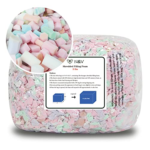 Molblly Bean Bag Filler Foam 10lbs Blue Premium Shredded Memory Foam  Filling for Pillow Dog Beds Chairs Cushions and Arts Crafts, Added Gel  Particles，