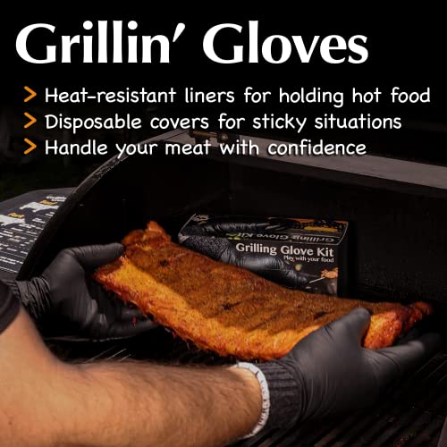 Grilling Gloves 1472℉ Extreme Heat Resistant, 14 Inch Grill BBQ Gloves for  Men, Silicone Non-Slip Kitchen Oven Mitts, Hot Cooking Oven Gloves for
