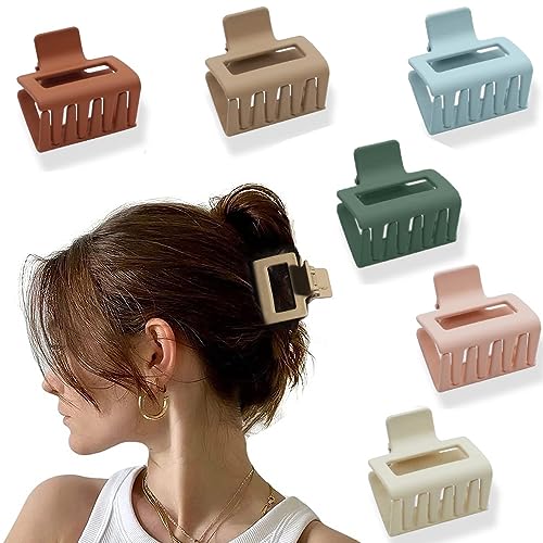 6 Pack Claw Clips, Hair Claw Clips for Women Girls, 2 Inch Small Hair Clips,  Medium Rectangle Claw Hair Clip, Acrylic Square Jaw Clips Hair Styling  Accessories for Thin Half-up Hair 2