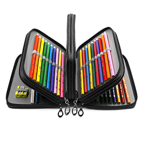 YOUSHARES 192 Slots Colored Pencil Case, Large Capacity Pencil Holder Pen Organizer Bag with Zipper for Prismacolor Watercolor Coloring Pencils, Gel