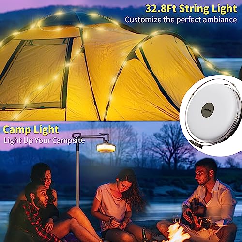 HAMLITE Camping String Lights, 2 in 1 USB Rechargeable Outdoor