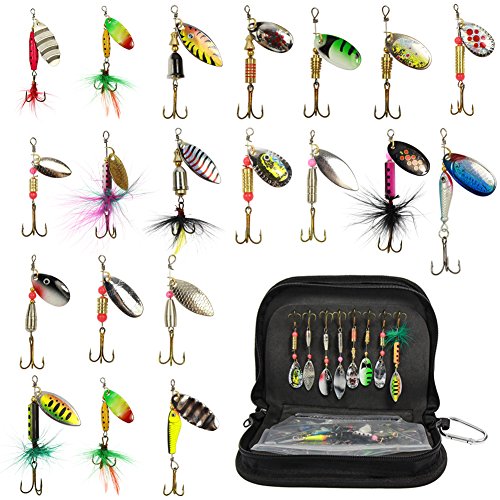 Hard Metal Spinner Bait Fishing Lure Kits for Bass, Salmon, Pike or