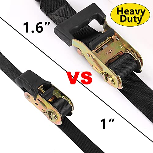 Boat Trailer Transom Ratchet Tie Down Straps Short With Latching Hooks And Soft Loop 2400 LBS, Safety Nylon Straps With Ratchet Buckle To Secure