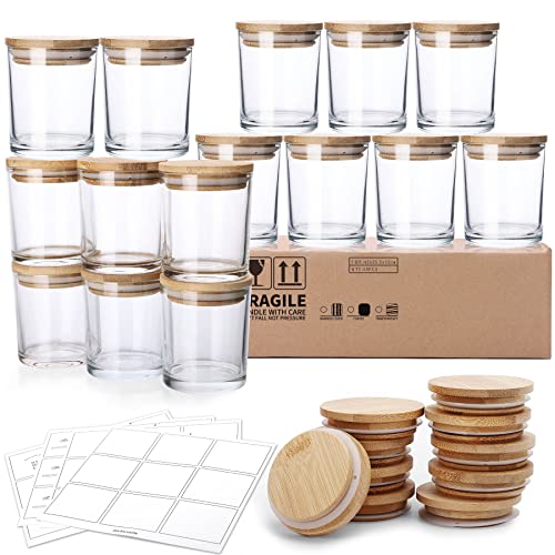  MILIVIXAY 12 Pack 10 OZ Clear Glass Candle Jars with Lids and  Candle Making Kits - Bulk Empty Candle Jars for Making Candles - Spice,  Powder Containers.