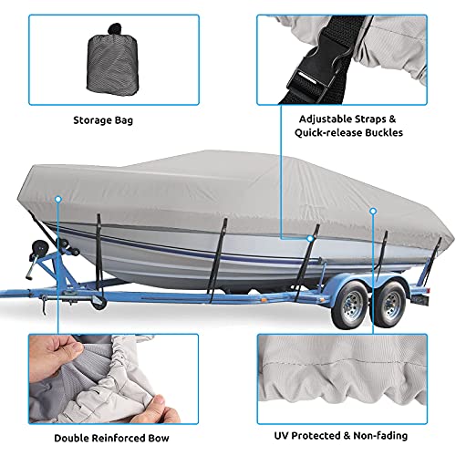Boat Cover Fits 17FT-19FT, 800d Cover Marine Grade Fits V-Hull Tri