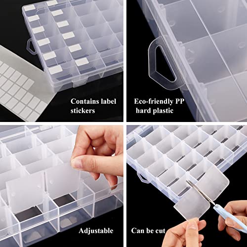 QUEFE 2 Pack 8 Grids Bead Organizers and Storage, Plastic Organizer Box  with Removable Dividers Tackle Box Organizer for Candies Snacks Electronics