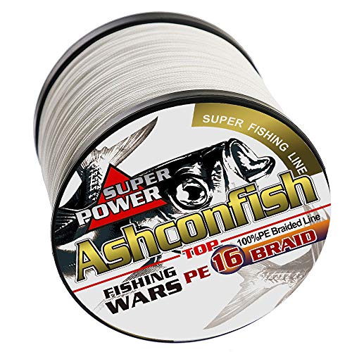 Ashconfish Braided Fishing Line-16 Strands Hollow Core Fishing Wire  100M/109Yards 80LB Abrasion Resistant Incredible Superline Zero Stretch  Ultrathin Diameter Woven Thread White