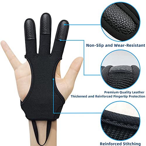 TOPARCHERY Archery Glove Three Finger Guard - Shooting Gloves Finger Tab  for Men Women Adults Youth Beginner, Recurve Compound Bow Hunting Target  Archery Accessories Medium