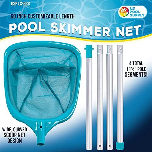 Pool Skimmer Net with Pole,Swimming Pool Net Fine Mesh with 5FT Stainless  Steel Pole,Leaf Skimmer Mesh Fast Cleaning,Easy Scoop Edge,Debris Pickup  Removal for Swimming Pool Hot Tub Spa Pond Cleaning