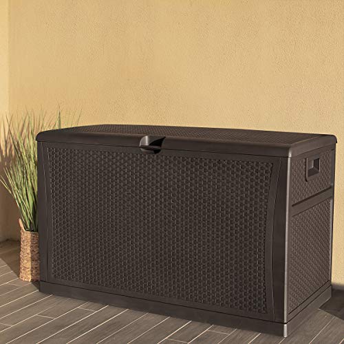  VEVOR Outdoor Storage Box, 100 Gallon Waterproof PE Tarpaulin  Deck Box w/Galvanized Frame, All-Weather Protection & Portable, for  Camping, Garden, Poolside, and Yard, Black & Green : Patio, Lawn & Garden