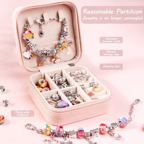 Justbe Charm Bracelet Making Kit DIY Craft European Bead Silver Plated Snake Chain Jewelry Gift Set for Girls Teens