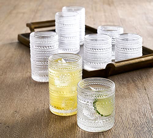 Le'raze Set of 4 Clear Heavy Base Drinking Glasses with Bamboo Lids, Straws  & Cleaning Brush - 16oz.