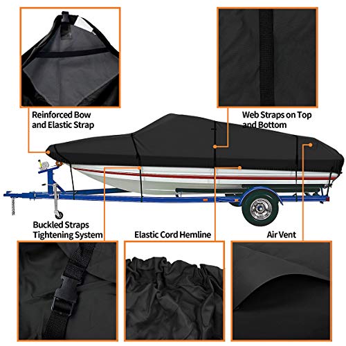 iCOVER Trailerable Boat Cover Fits V-Hull,TRI-Hull,Pro-Style