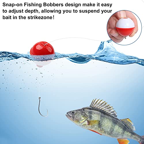 Smaky Fishing Tackle Kit Beginners Equipment 80 Pcs-Includes Fishing Hooks Bobbers Circle Octopus Hooks Sinkers| Starter Kit for Artificial and Live