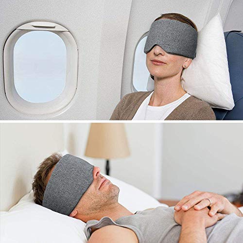 mavogel Cotton Sleep Eye Mask - Updated Design Light Blocking Sleep Mask,  Soft and Comfortable Night Eye Mask for Men Women, Eye Blinder for Travel/ Sleeping/Shift Work, Includes Travel Pouch, Grey : 