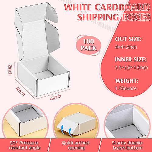 Ctosree 100 Pack Shipping Boxes White Corrugated Cardboard Boxes for Moving  Mailing Packing Mailer Boxes Suitable E-commerce Packaging Small Business  Mailing Gifts (4 x 4 x 2 Inch)