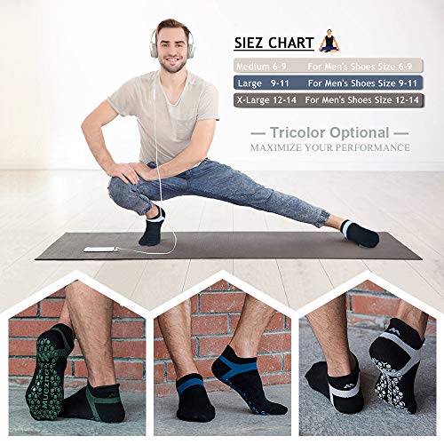 Muezna Men's Non Slip Yoga Socks, Anti-Skid Pilates, Barre Fitness Hospital  Socks with Grips