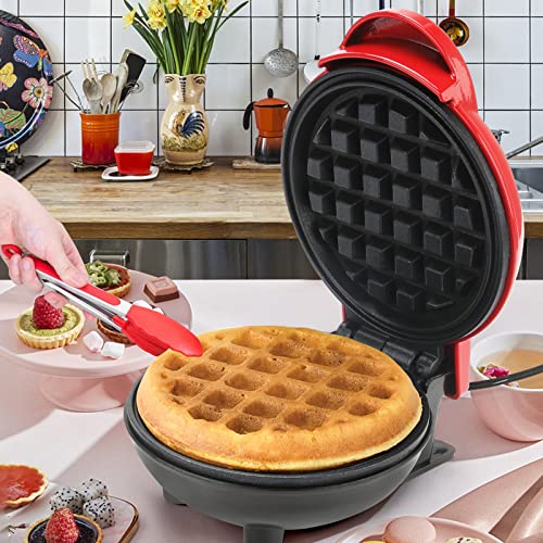 Burgess Brothers Mini Waffle Maker Portable Electric Non-Stick Waffle Iron Belgian Waffle Maker Makes 4 inch Waffles Includes Bamboo Sporks
