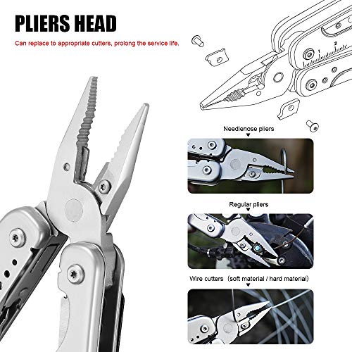 ROXON S803E Elite Flash Multitool with strong pliers, Flint Rod, full-size  lockable blades for Outdoor Essential Survival Tool (D2 Blade)