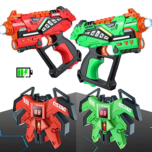 OKKIDY Rechargeable Laser Tag Set, Laser Tag Guns with Vest Lazer Tag Game  for Boys Age 8-12 and Adults Birthday Toy for Teenager Kids Ages 6 7 8 9 10  11 12 Outdoor Backyard Toys Games