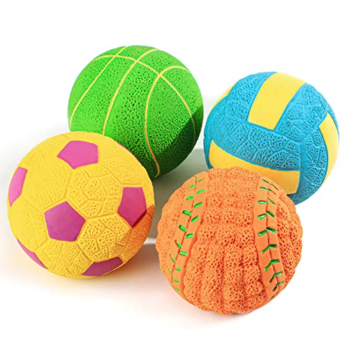 SHARLOVY Squeaky Balls for Dogs Small, Fetch Balls for Dogs Rubber 3 Pack  Bright Colors TPR Puppy Toys Dog Toy Balls Dog Squeaky Toys Spike Ball Dog