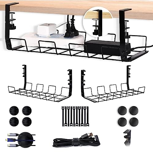 Under Desk Cable Management,12.8-21.8 Retractable Cable Tray for