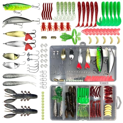 SBBUFFLURE 84Pcs Fishing Topwater Lures Fishing Lures Kit for Freshwater  Soft Plastic Lures Fishing Accessories Tackle Boxes Fishing Spoons  Swimbaits Minnow Popper Crankbait VIB