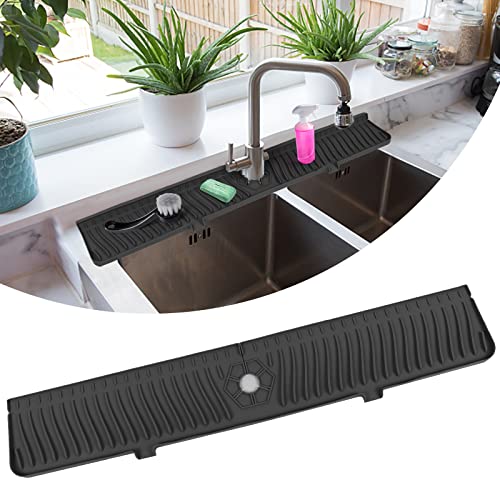 Silicone Sink Mat, Kitchen Sink Protector Folding Heat Resistant Non-slip  For Bottom Of Farmhouse Stainless Steel Porcelain Sink, 13.5 X 13.5''  (grey)