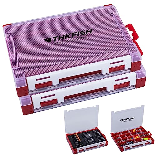 THKFISH Fishing Tackle Box Organizer Small Tackle Box Double Sided Tackle  Box Terminal Tackle Storage Containers Removable Compartments Sponge Design  Lure Box M-2PCS