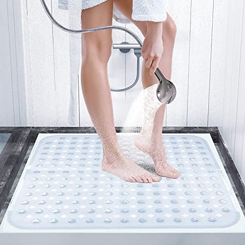 Square Shower Mats Non Slip Anti Mould, 53 X 53 Cm Cartoon Rubber