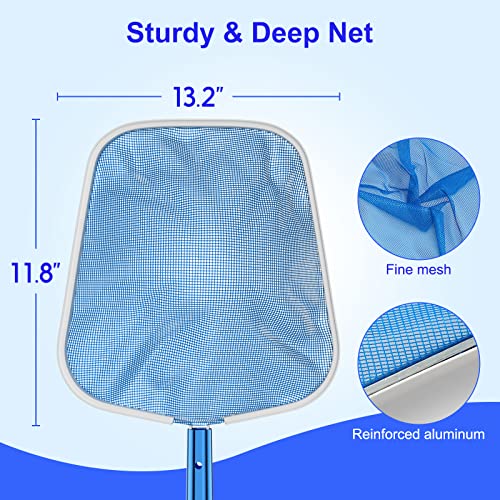 Pool Skimmer Net with Pole,Swimming Pool Net Fine Mesh with 5FT Stainless  Steel Pole,Leaf Skimmer Mesh Fast Cleaning,Easy Scoop Edge,Debris Pickup  Removal for Swimming Pool Hot Tub Spa Pond Cleaning
