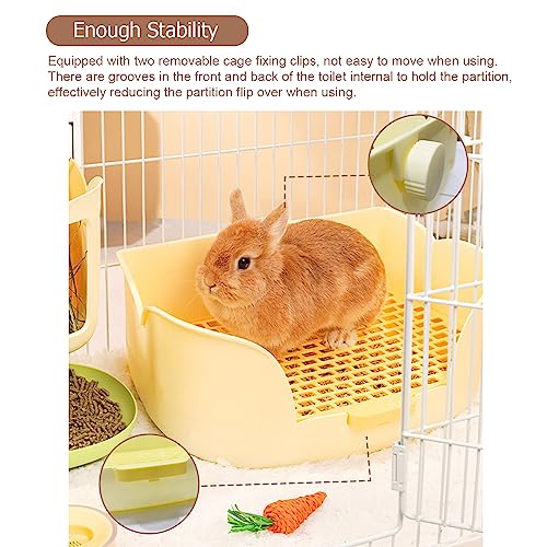 Rabbit Litter Box Large Rabbit Litter Box for Cage Pet Rabbits Hamsters Guinea Pigs Chinchillas Small Animals Rabbits Potty Trainer with Bigger Pan Litter Bedding Detachable Toilet for Bunny