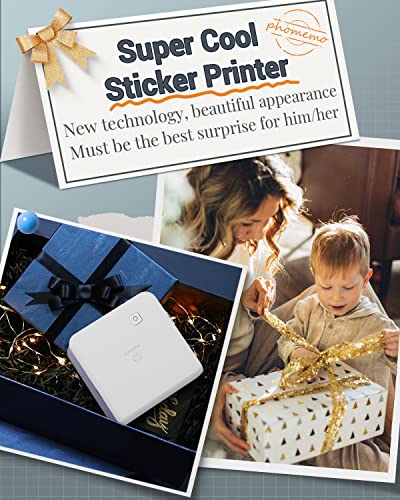 Memoking Inkless Sticker Printer - HD 300dpi Mini Pocket Printer Machine  Mini - M02 Pro Thermal Mini Printer for Pad&Phone - 2 Mini Sticker Maker