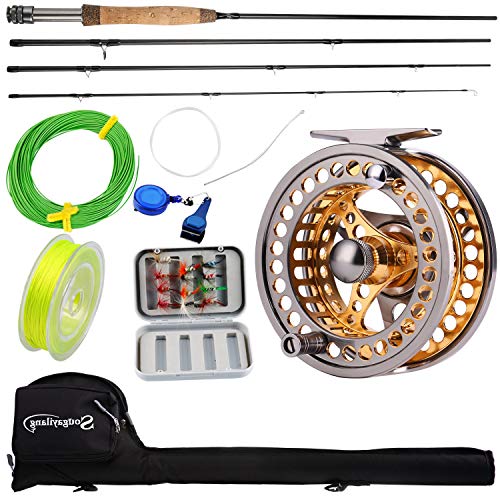 Sougayilang Fly Fishing Rod and Reel Combo, 4 Pieces Ultra Lightweight  Portable Fly Rod and CNC Machined Aluminum Alloy Reel Complete Starter  Package